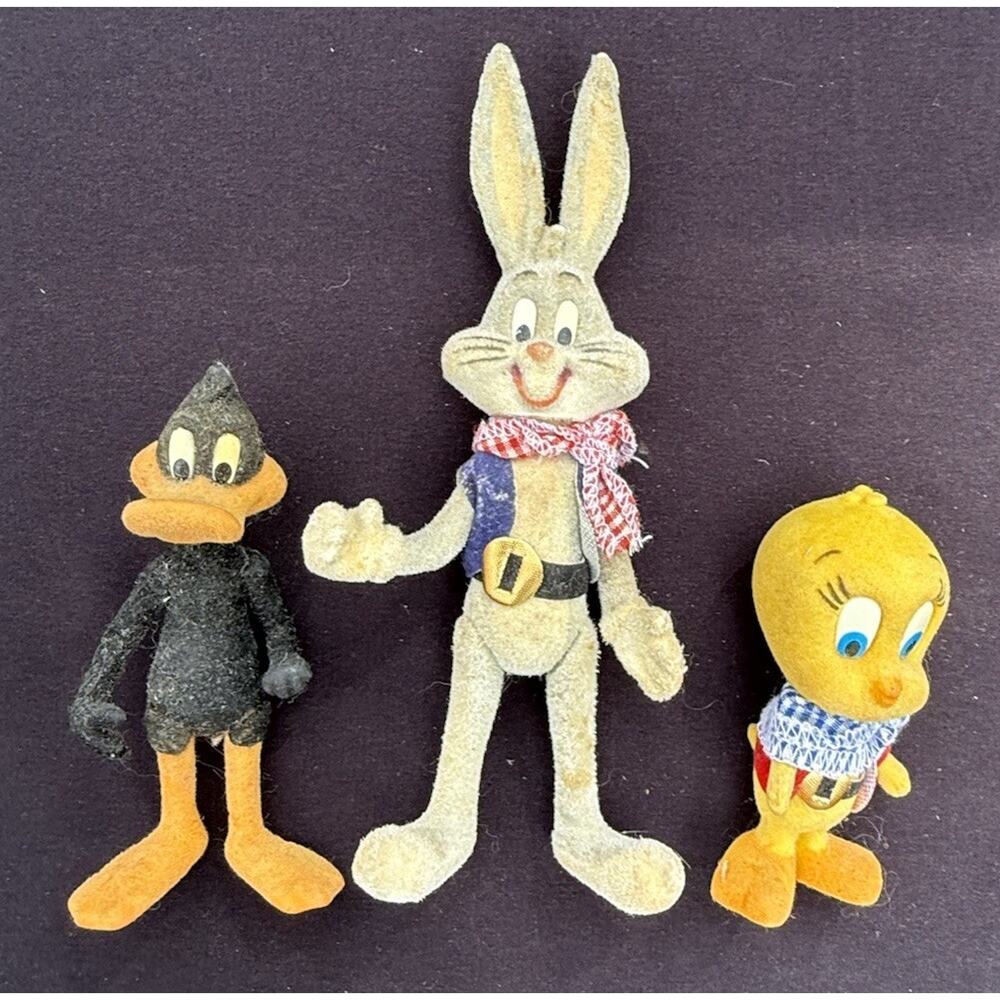 Vtg 1989 Looney Tunes Bugs Bunny Daffy Duck Tweety Western costume figures -T39